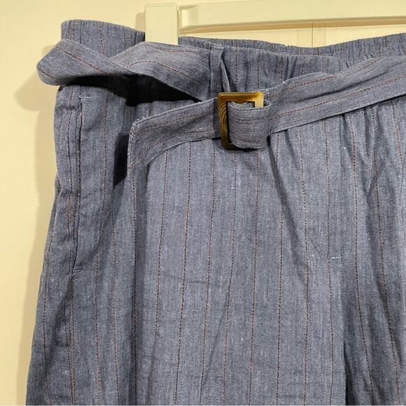 J. Jill Navy Blue Wide Leg Cropped Linen Pants - Picture 3 of 5